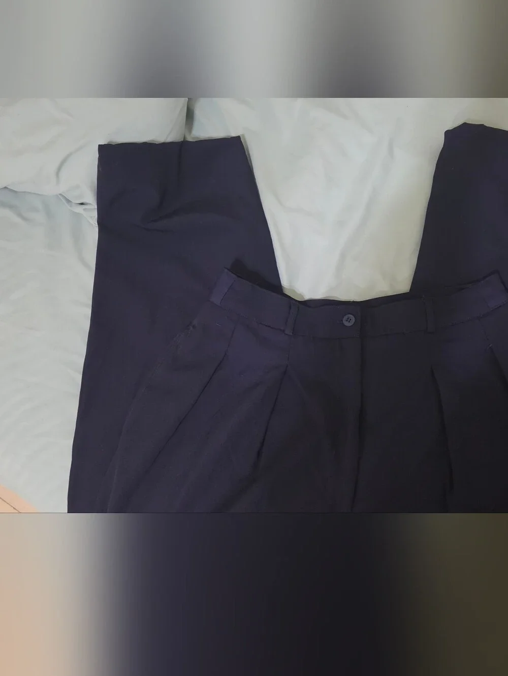 Calvin Klein Dark Navy Midi Trousers with Pleated Front
